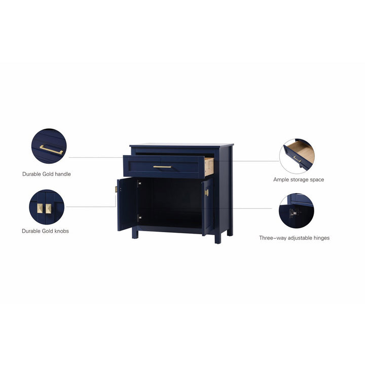 30 Inch Wide Bathroom Storage Freestanding Cabinet In Blue - View 6 - Joshua Marshal