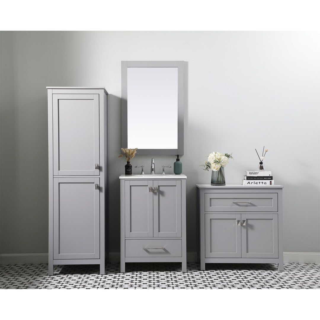 30 Inch Wide Bathroom Storage Freestanding Cabinet In Grey - View 2 - Joshua Marshal