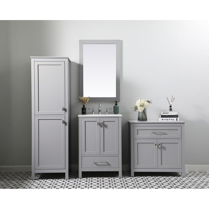 30 Inch Wide Bathroom Storage Freestanding Cabinet In Grey - View 2 - Joshua Marshal