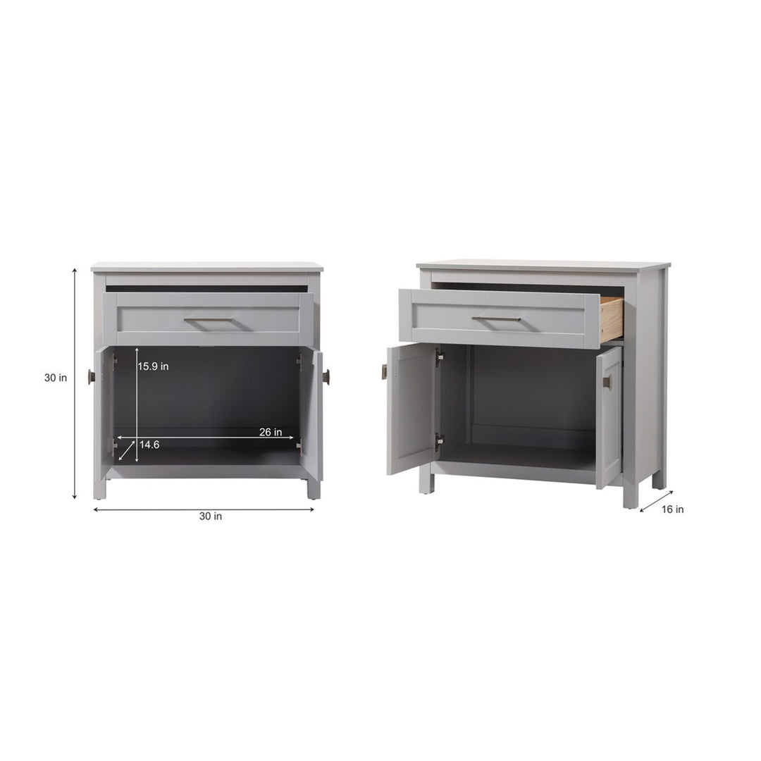 30 Inch Wide Bathroom Storage Freestanding Cabinet In Grey - View 6 - Joshua Marshal