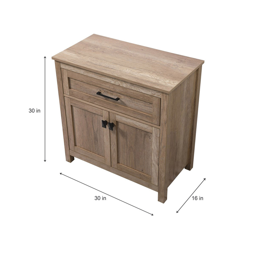 30 Inch Wide Bathroom Storage Freestanding Cabinet In Natural Oak - View 4 - Joshua Marshal
