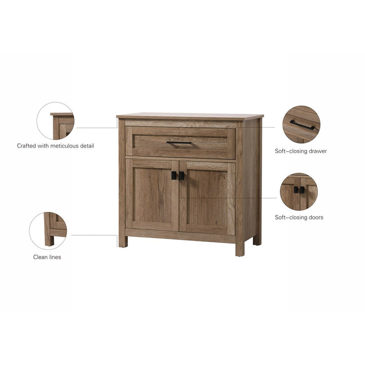 30 Inch Wide Bathroom Storage Freestanding Cabinet In Natural Oak - View 5 - Joshua Marshal