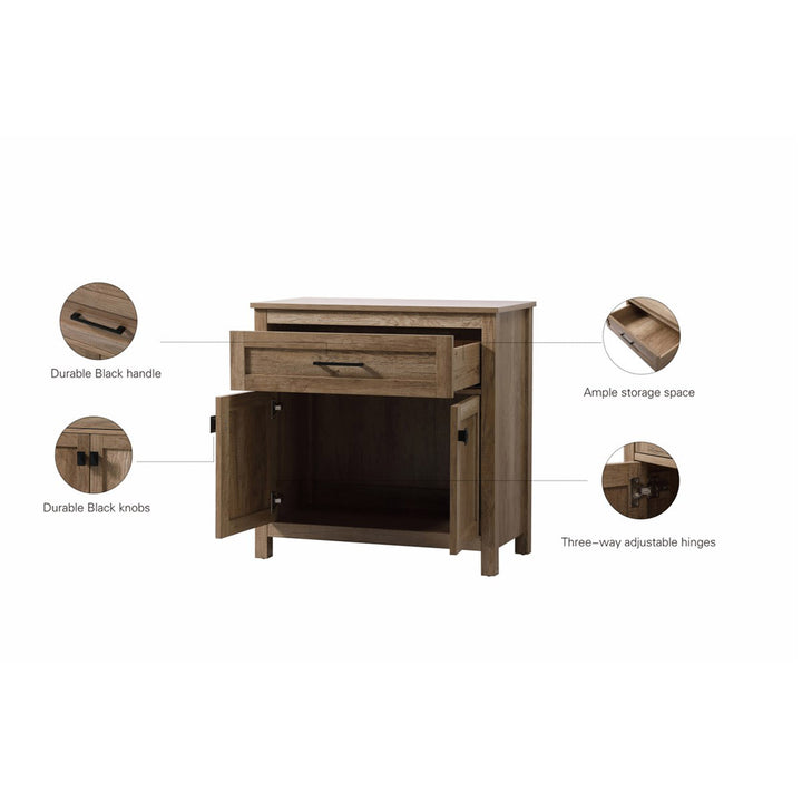 30 Inch Wide Bathroom Storage Freestanding Cabinet In Natural Oak - View 6 - Joshua Marshal