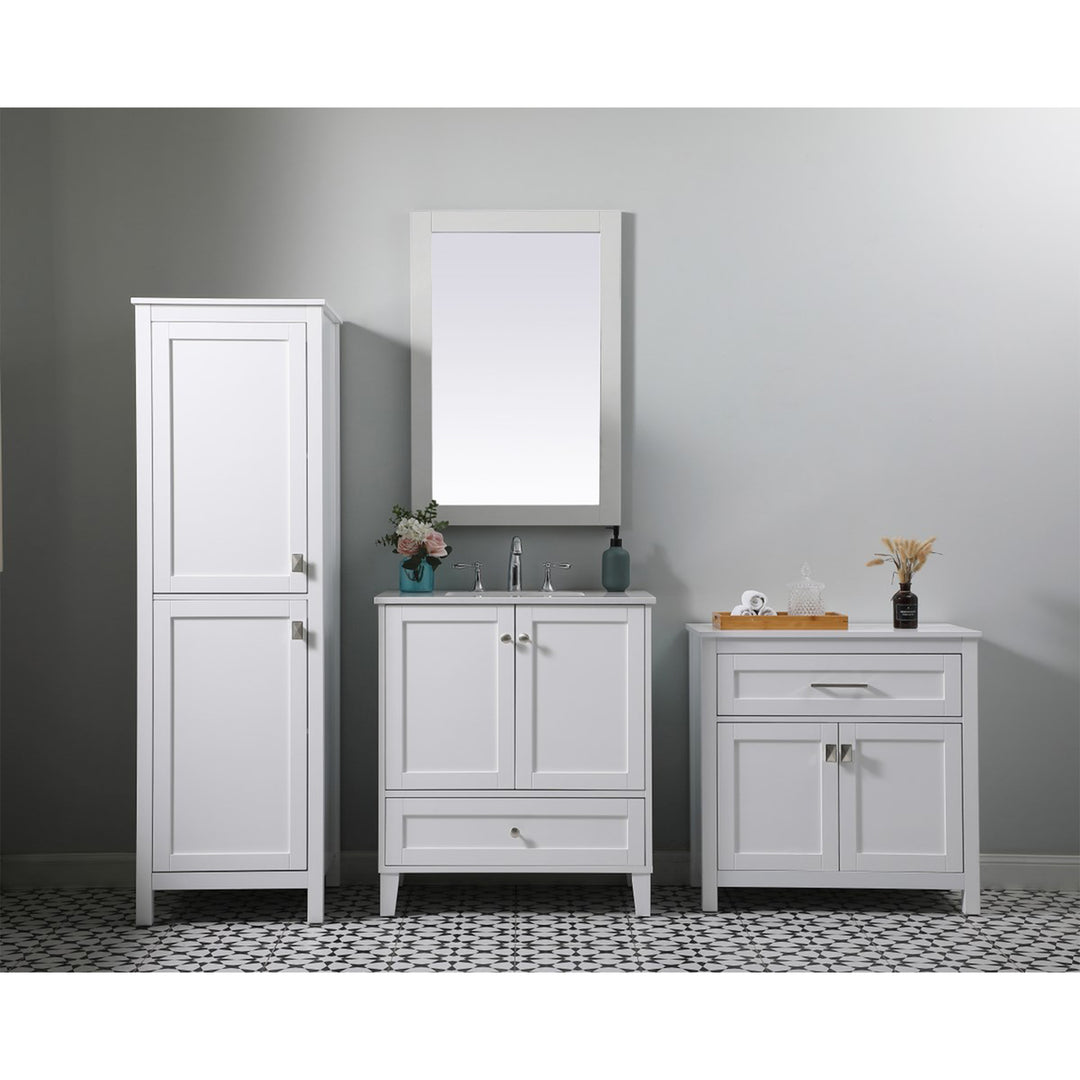 30 Inch Wide Bathroom Storage Freestanding Cabinet In White - View 2 - Joshua Marshal