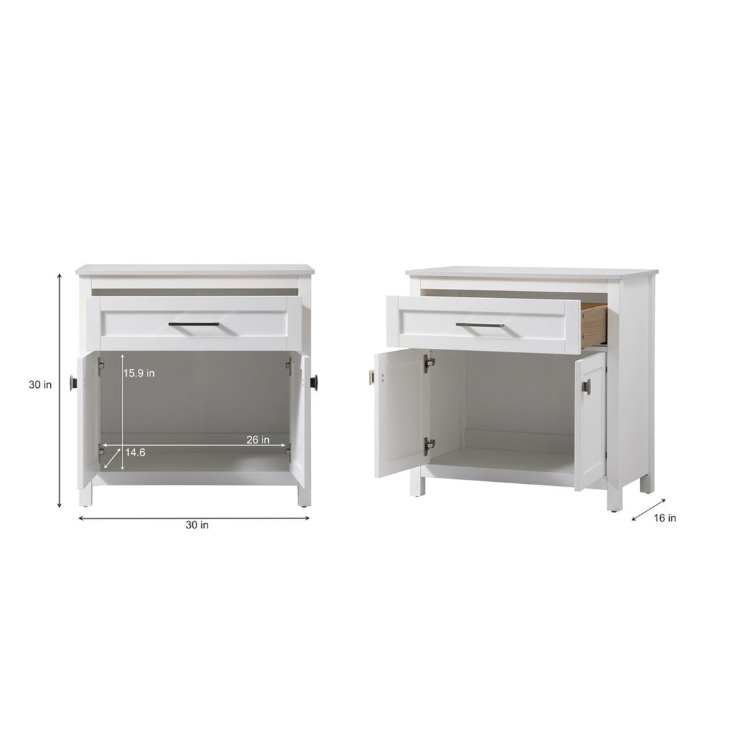 30 Inch Wide Bathroom Storage Freestanding Cabinet In White - View 6 - Joshua Marshal