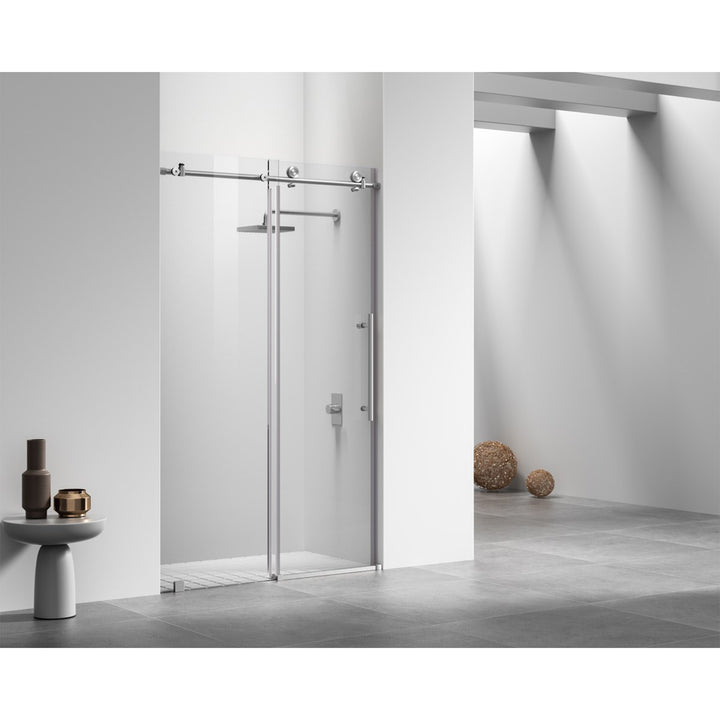Frameless Shower Door 48 X 76 Brushed Nickel - View 2 - Joshua Marshal