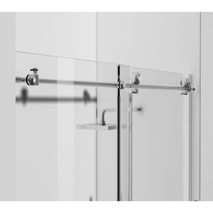 Frameless Shower Door 48 X 76 Brushed Nickel - View 4 - Joshua Marshal