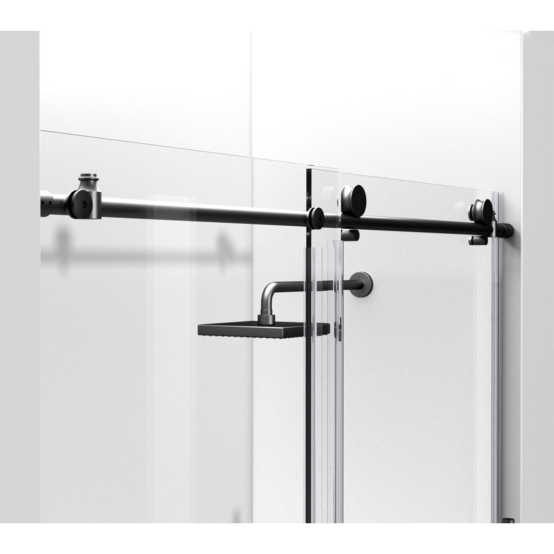 Frameless Shower Door 48 X 76 Matte Black - View 4 - Joshua Marshal