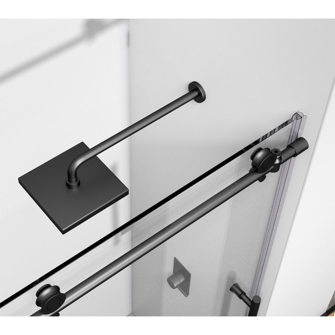 Frameless Shower Door 48 X 76 Matte Black - View 5 - Joshua Marshal