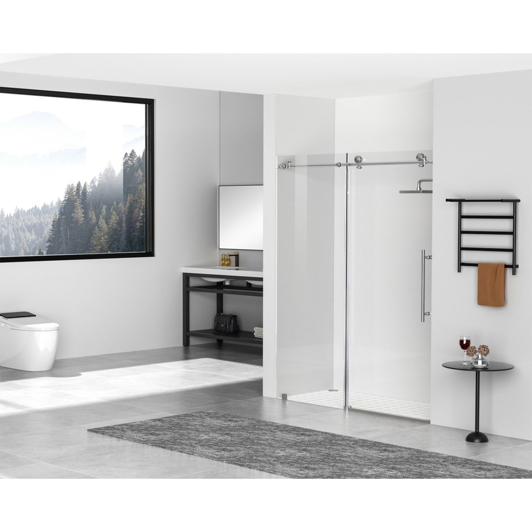 Frameless Shower Door 60 X 76 Brushed Nickel - View 2 - Joshua Marshal