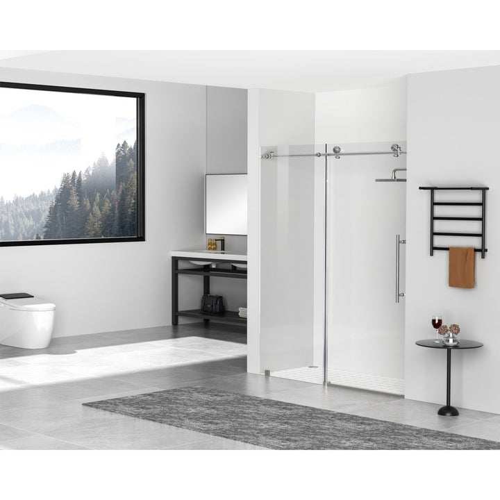 Frameless Shower Door 60 X 76 Brushed Nickel - View 2 - Joshua Marshal