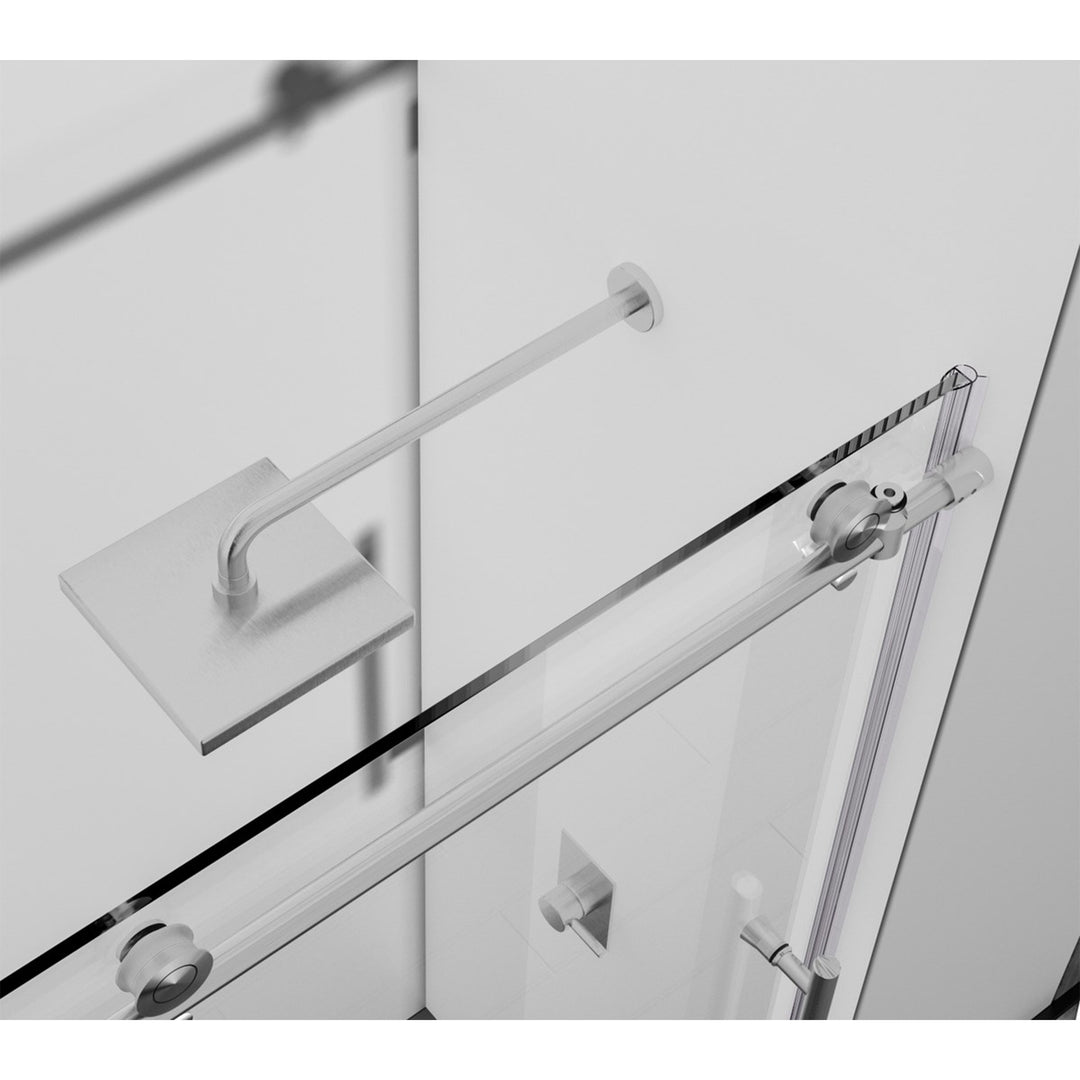 Frameless Shower Door 60 X 76 Brushed Nickel - View 5 - Joshua Marshal