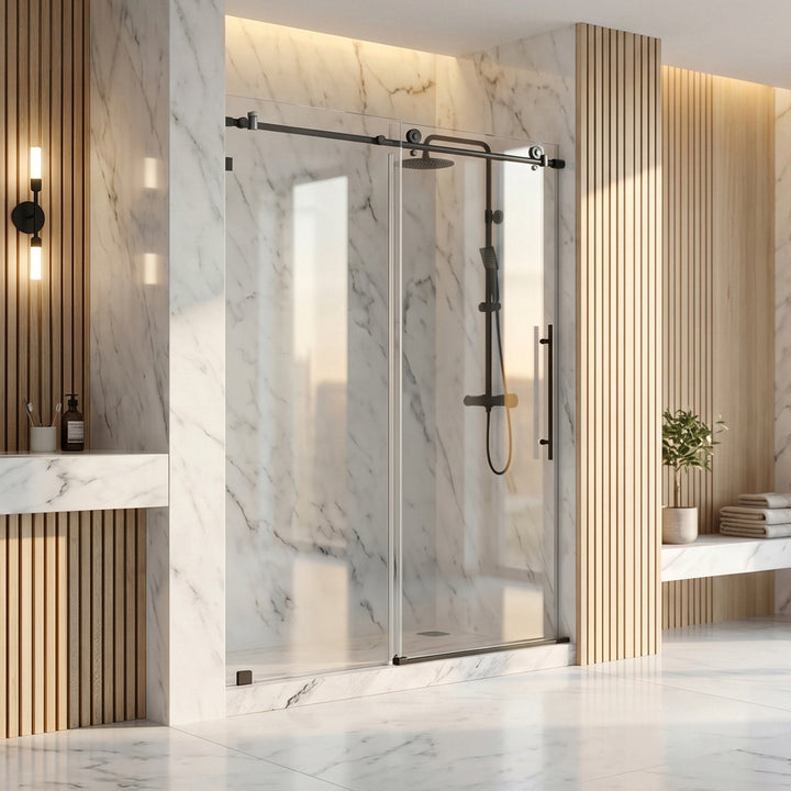 Frameless Shower Door 60 X 76 Matte Black Matte Black Finish - KITCHEN & BATH by Joshua Marshal