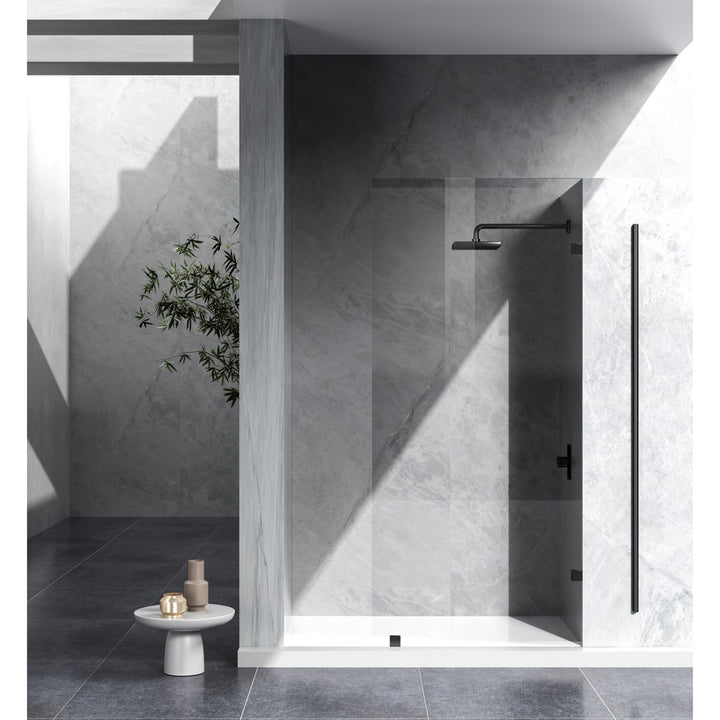 Fixed Frameless Shower Door 35 X 78 Matte Black - View 2 - Joshua Marshal
