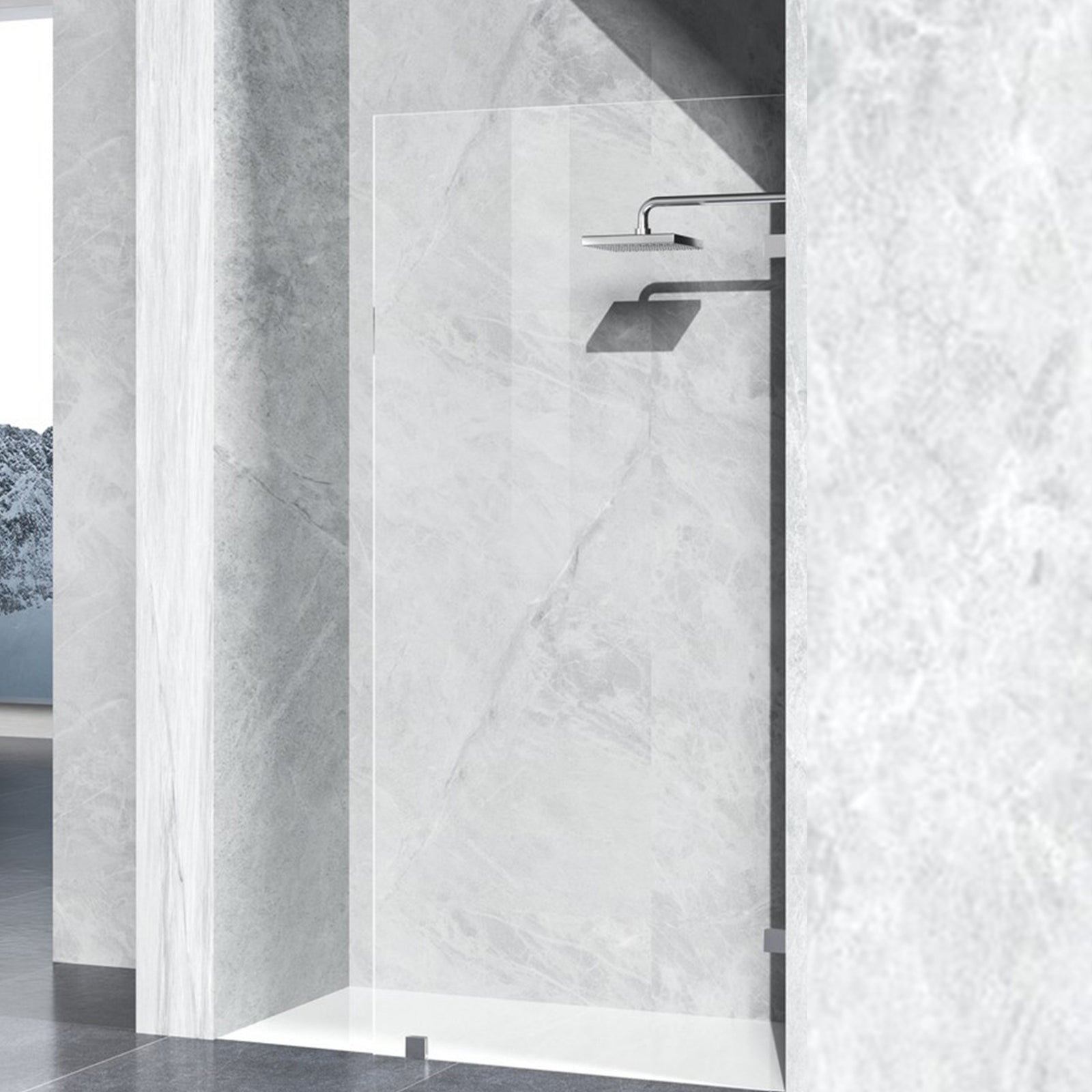 Fixed Frameless Shower Door 35 X 78 Polished Chrome Polished Chrome Finish - KITCHEN & BATH by Joshua Marshal