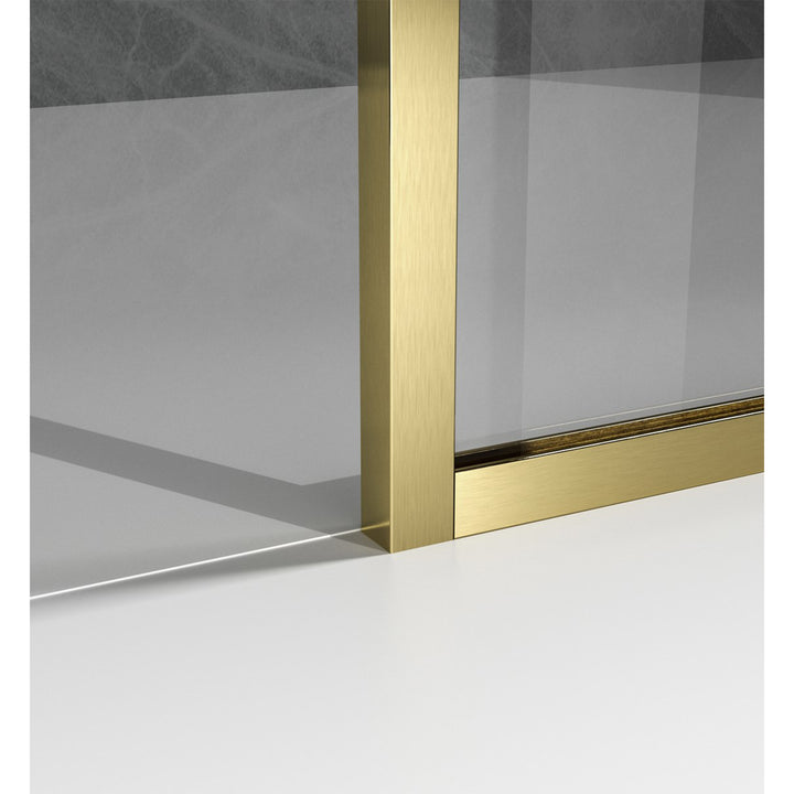 Fixed Framed Shower Door 35 X 76 Brushed Gold - View 4 - Joshua Marshal