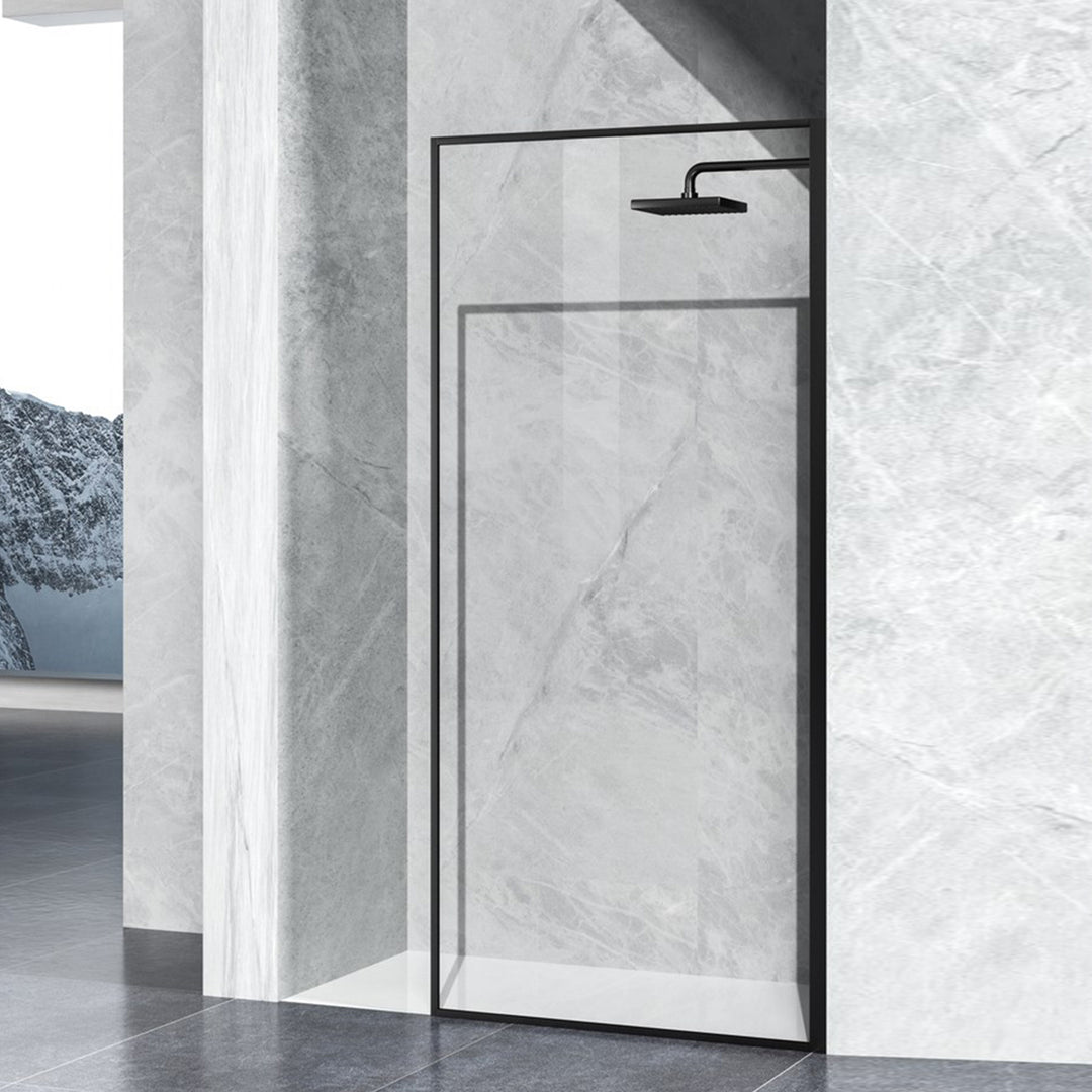 Fixed Framed Shower Door 35 X 76 Matte Black Matte Black Finish - KITCHEN & BATH by Joshua Marshal