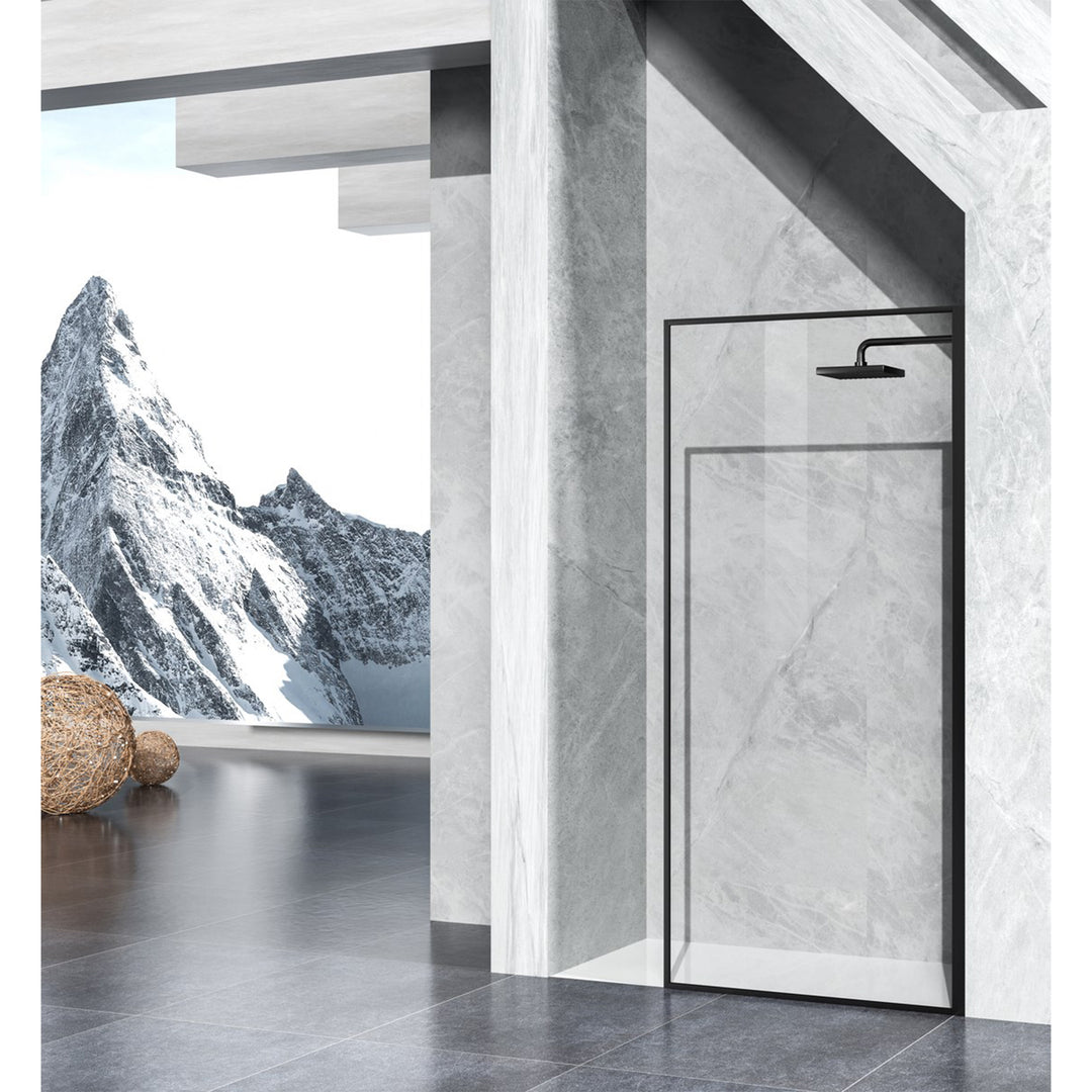 Fixed Framed Shower Door 35 X 76 Matte Black - View 2 - Joshua Marshal