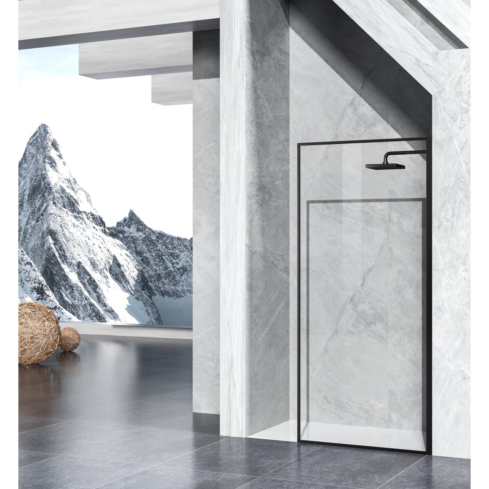 Fixed Framed Shower Door 35 X 76 Matte Black - View 2 - Joshua Marshal