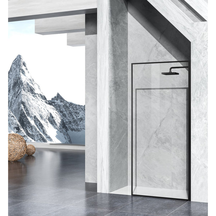 Fixed Framed Shower Door 35 X 76 Matte Black - View 2 - Joshua Marshal