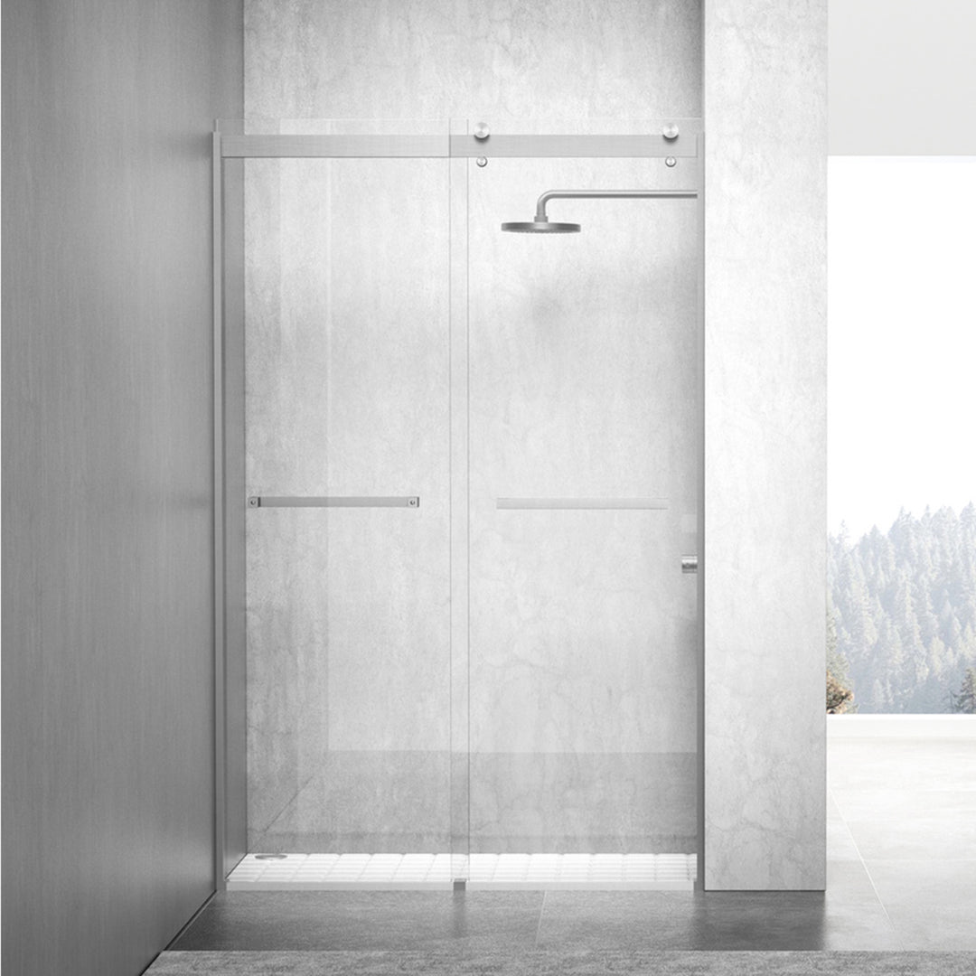 Semi-Frameless Shower Door 48 X 76 Brushed Nickel Brushed Nickel Finish - KITCHEN & BATH by Joshua Marshal
