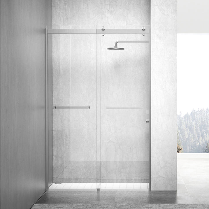 Semi-Frameless Shower Door 48 X 76 Brushed Nickel Brushed Nickel Finish - KITCHEN & BATH by Joshua Marshal