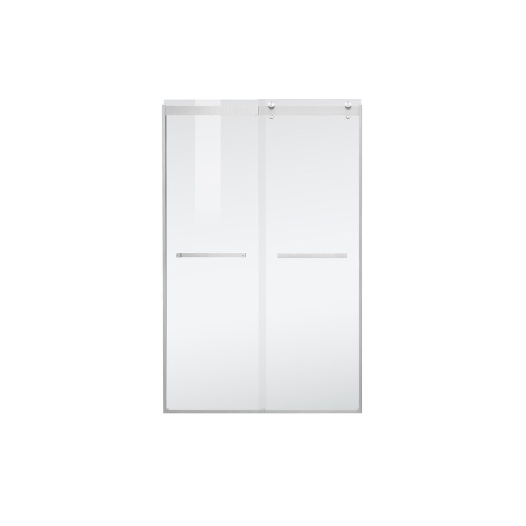 Semi-Frameless Shower Door 48 X 76 Brushed Nickel - View 3 - Joshua Marshal