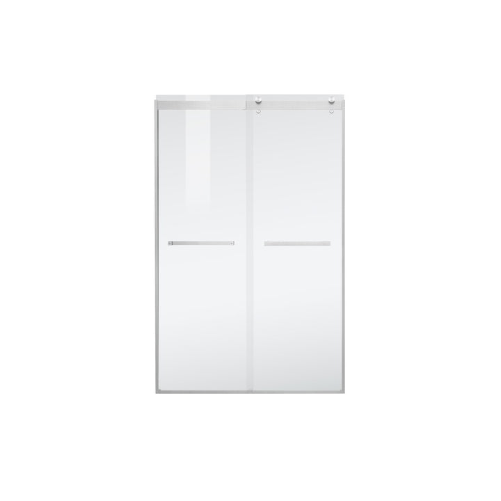 Semi-Frameless Shower Door 48 X 76 Brushed Nickel - View 3 - Joshua Marshal