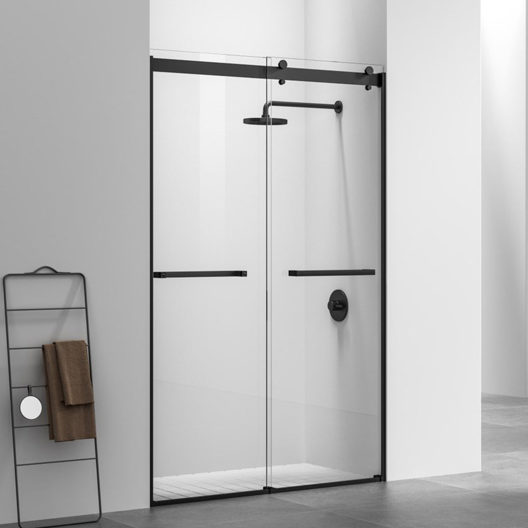 Semi-Frameless Shower Door 48 X 76 Matte Black Matte Black Finish - KITCHEN & BATH by Joshua Marshal