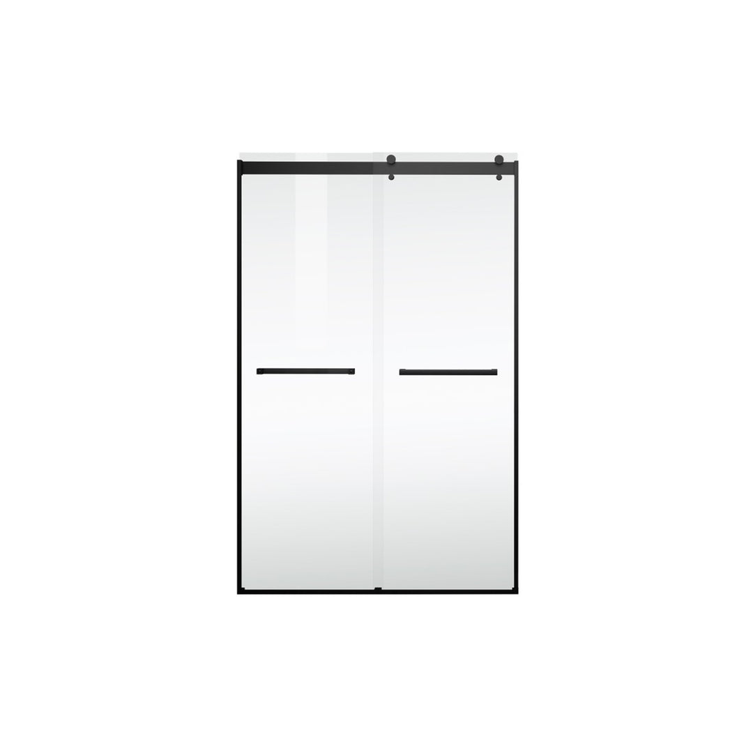 Semi-Frameless Shower Door 48 X 76 Matte Black - View 3 - Joshua Marshal
