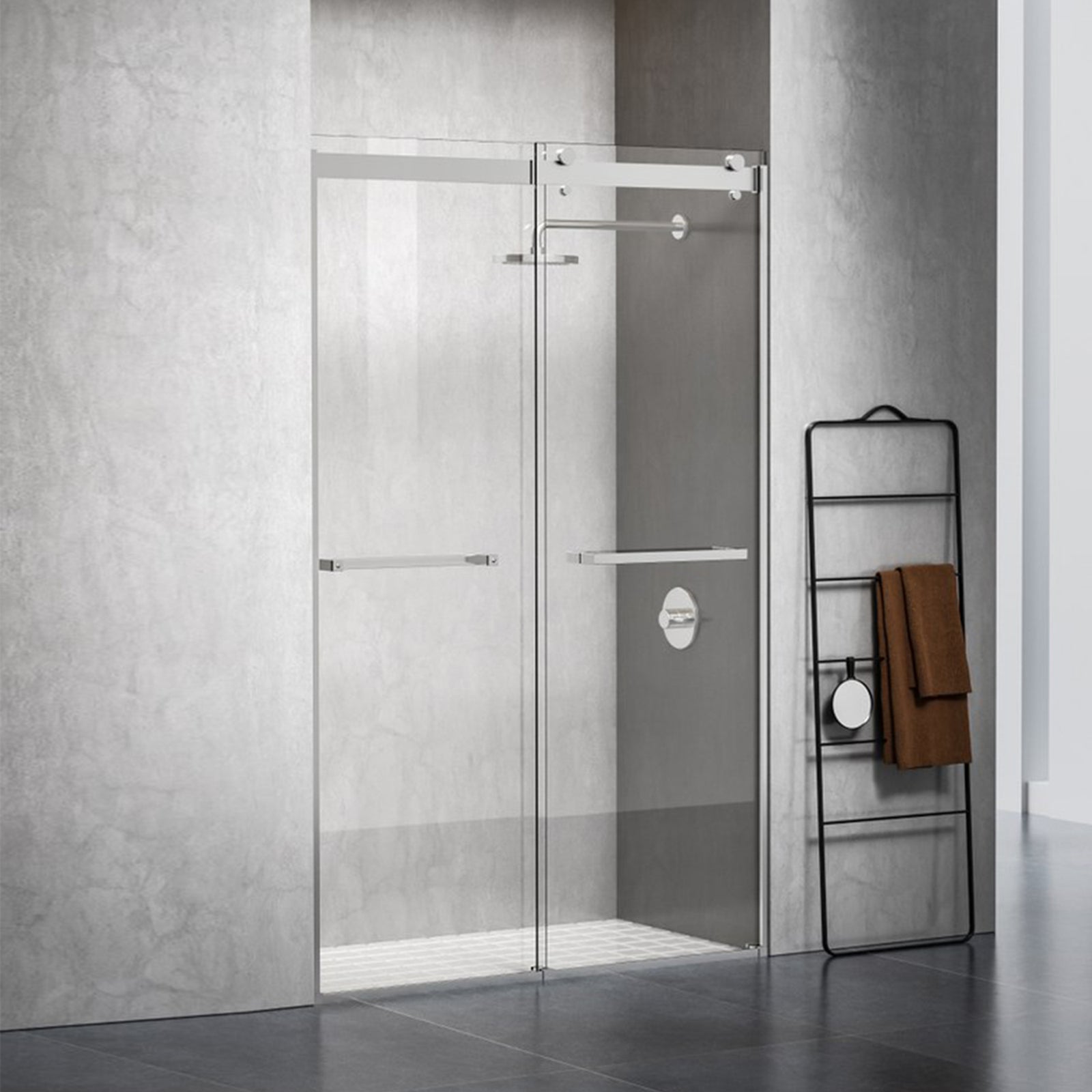Semi-Frameless Shower Door 48 X 76 Polished Chrome Polished Chrome Finish - KITCHEN & BATH by Joshua Marshal