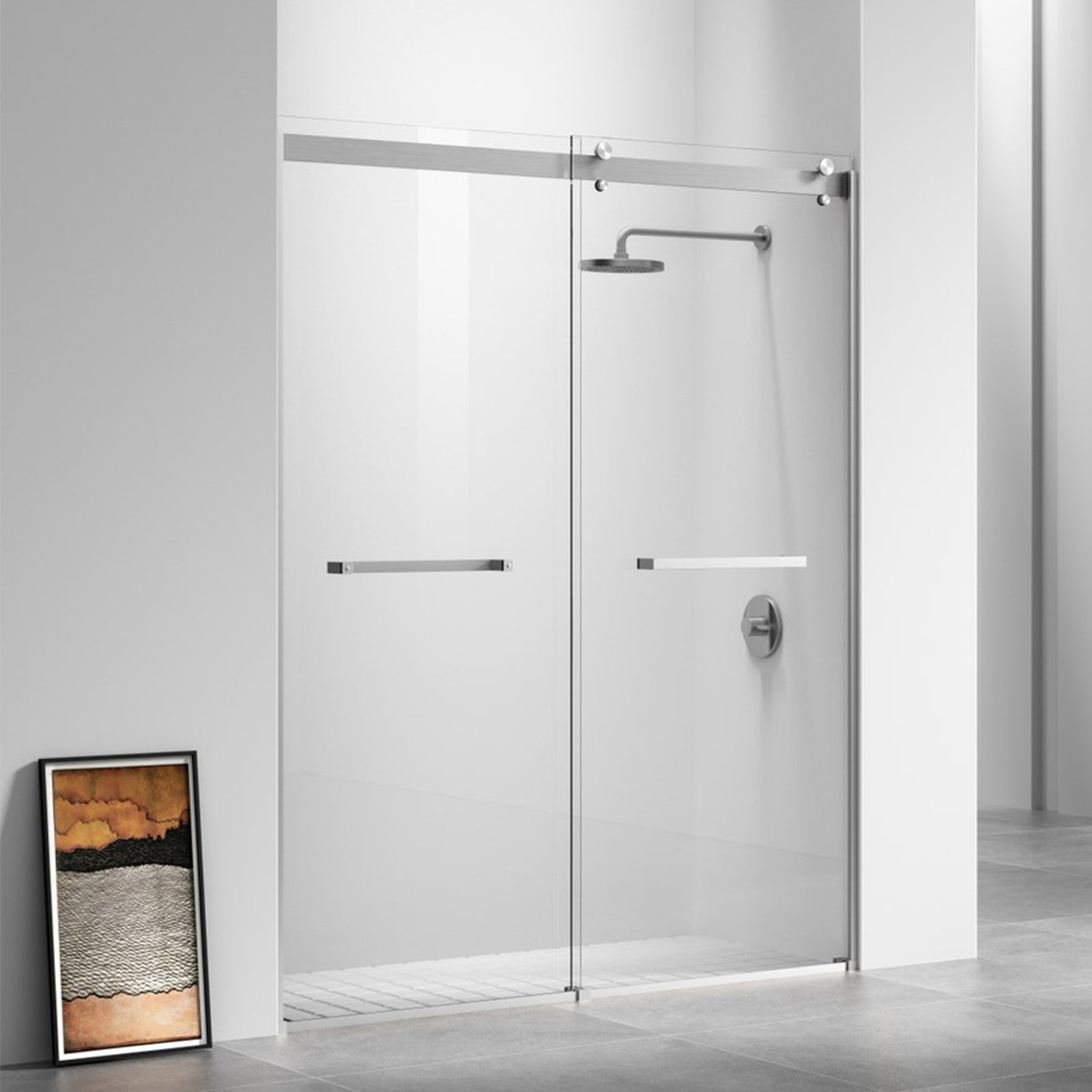 Semi-Frameless Shower Door 60 X 76 Brushed Nickel Brushed Nickel Finish - KITCHEN & BATH by Joshua Marshal