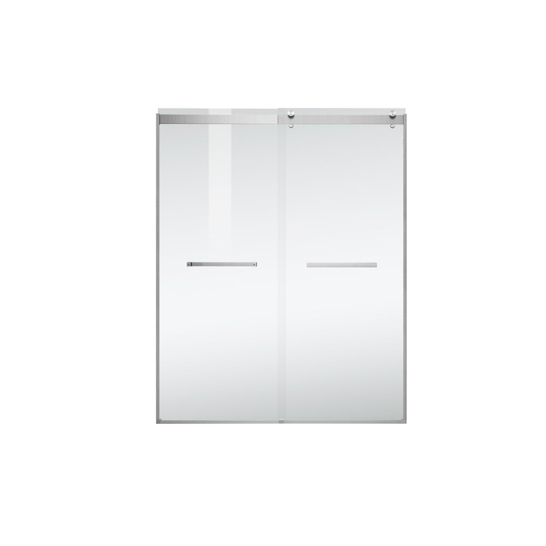 Semi-Frameless Shower Door 60 X 76 Brushed Nickel - View 3 - Joshua Marshal