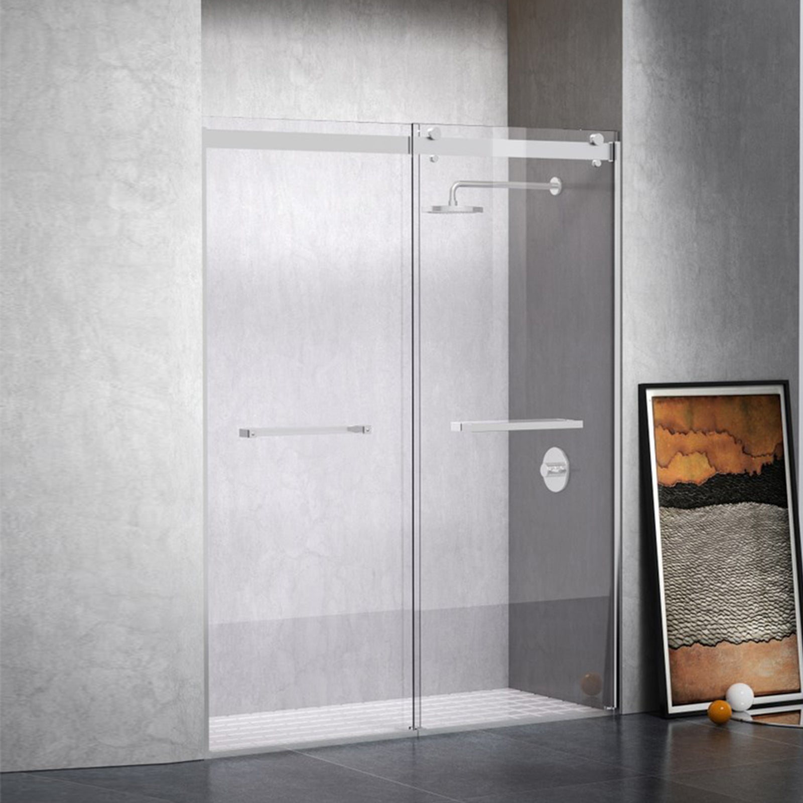Semi-Frameless Shower Door 60 X 76 Polished Chrome Polished Chrome Finish - KITCHEN & BATH by Joshua Marshal