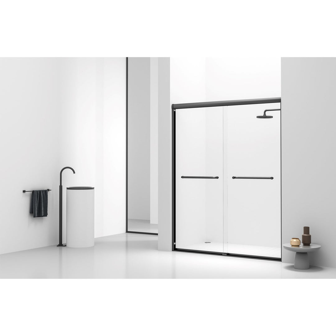 Semi-Frameless Shower Door 60 X 72 In Brushed Nickel - View 2 - Joshua Marshal
