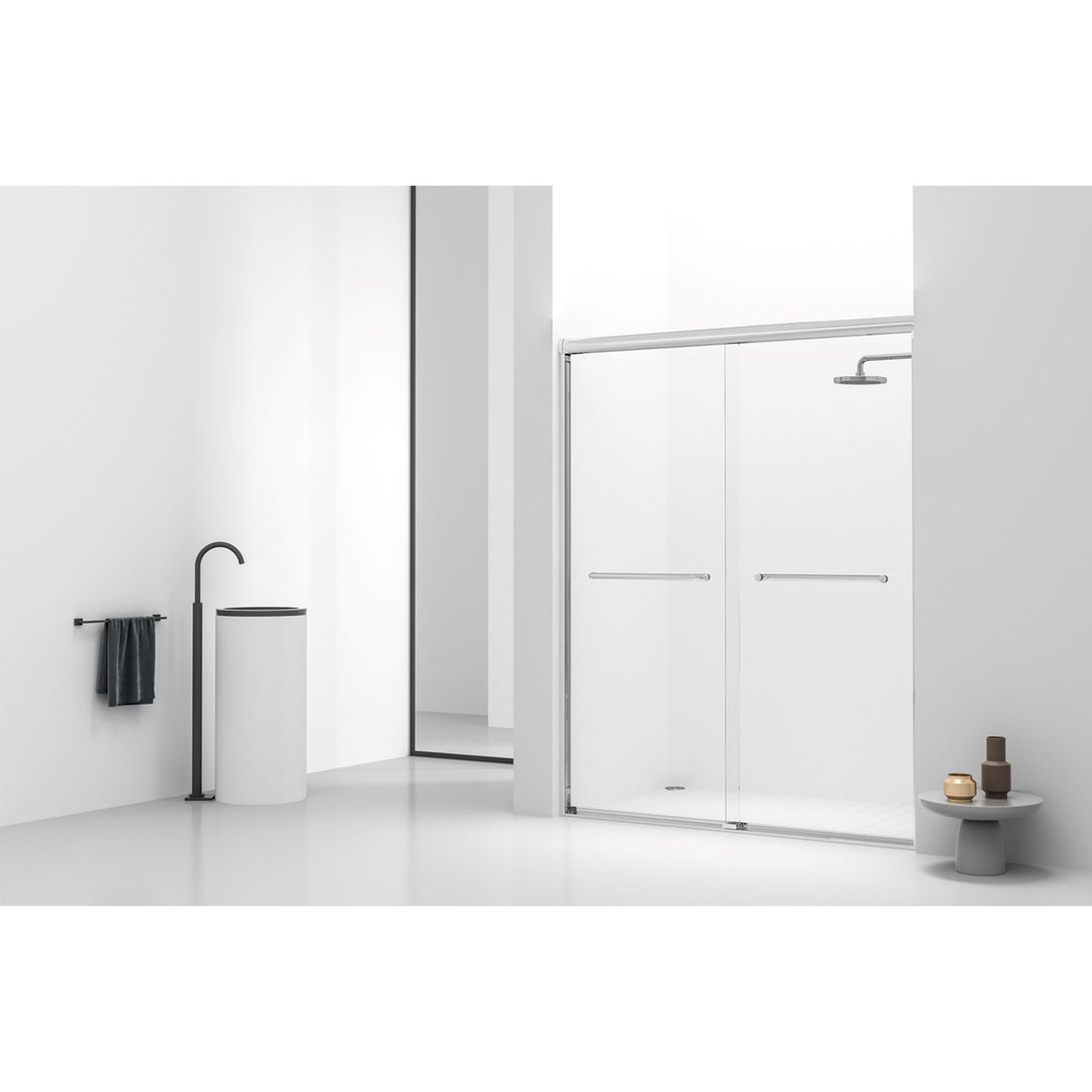 Semi-Frameless Shower Door 60 X 72 In Matte Black - View 2 - Joshua Marshal
