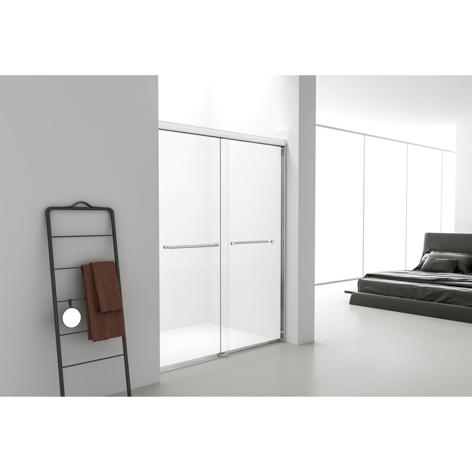 Semi-Frameless Shower Door 60 X 72 In Polished Chrome - View 2 - Joshua Marshal