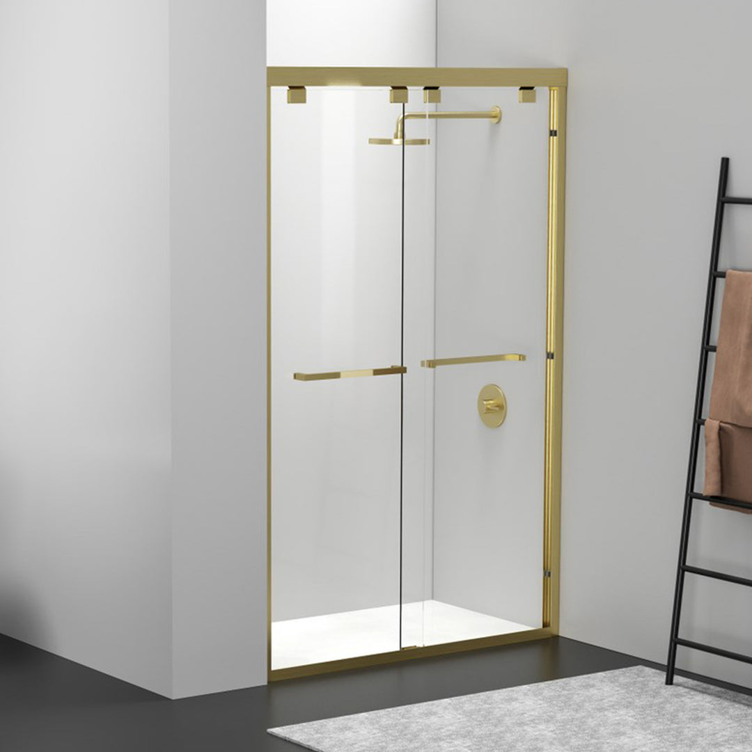 Semi-Frameless Shower Door 48 X 76 Brushed Gold Brushed Gold Finish - KITCHEN & BATH by Joshua Marshal
