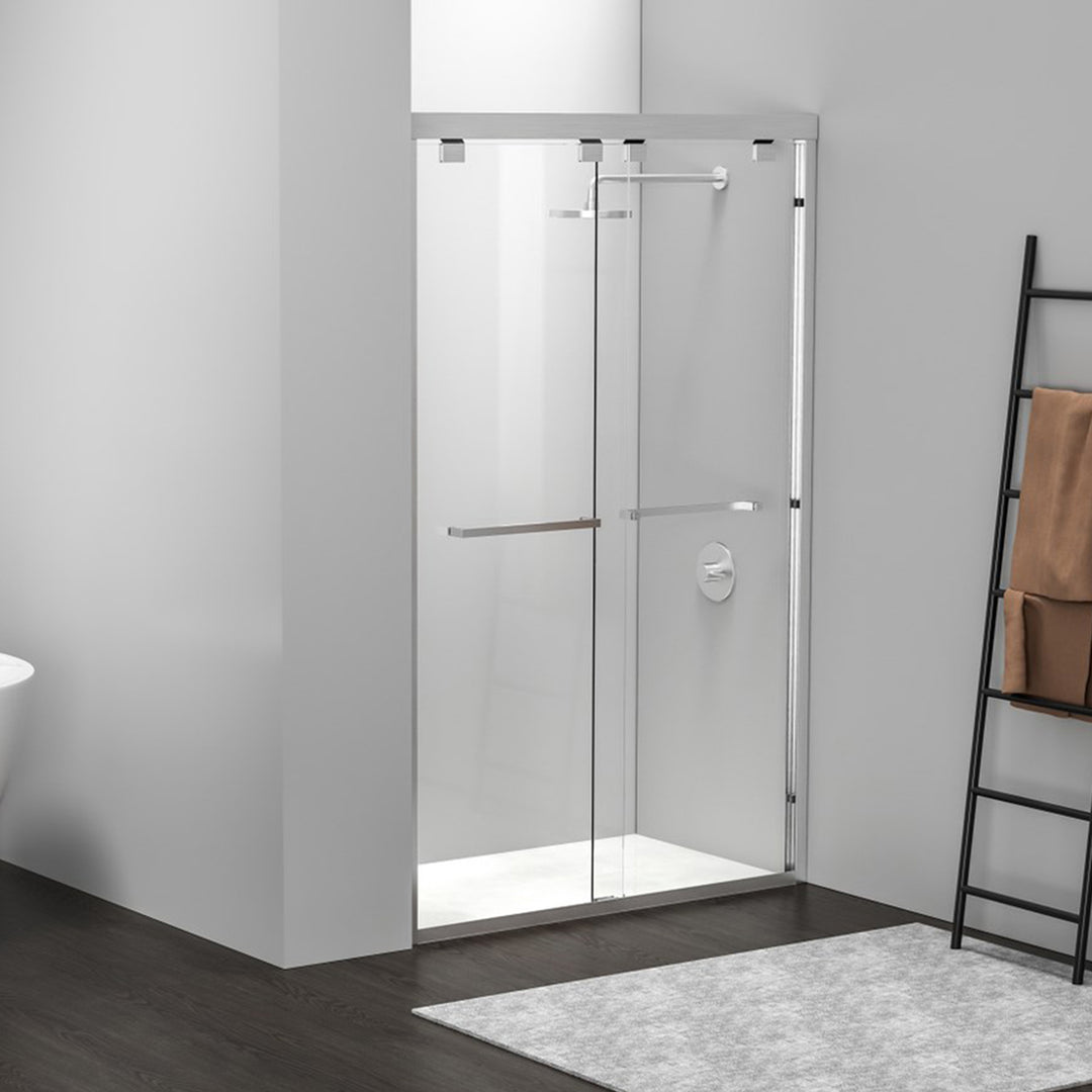 Semi-Frameless Shower Door 48 X 76 Brushed Nickel Brushed Nickel Finish - KITCHEN & BATH by Joshua Marshal