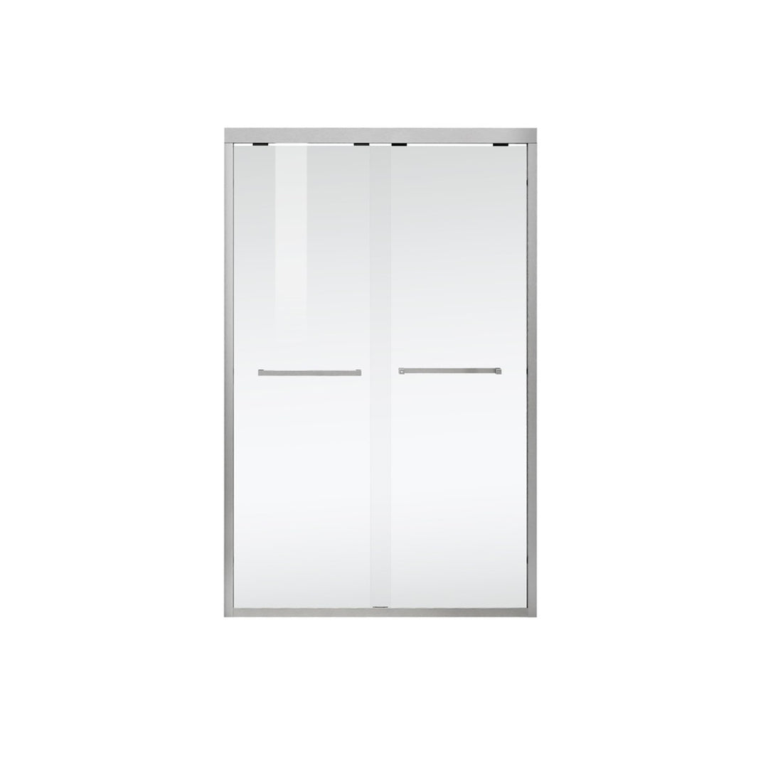 Semi-Frameless Shower Door 48 X 76 Brushed Nickel - View 3 - Joshua Marshal