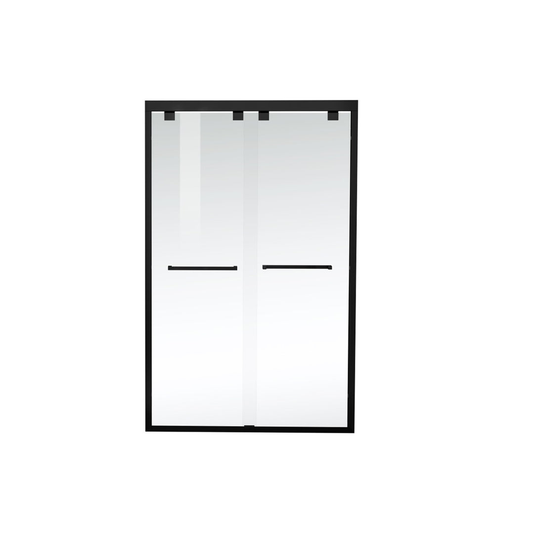 Semi-Frameless Shower Door 48 X 76 Matte Black - View 3 - Joshua Marshal