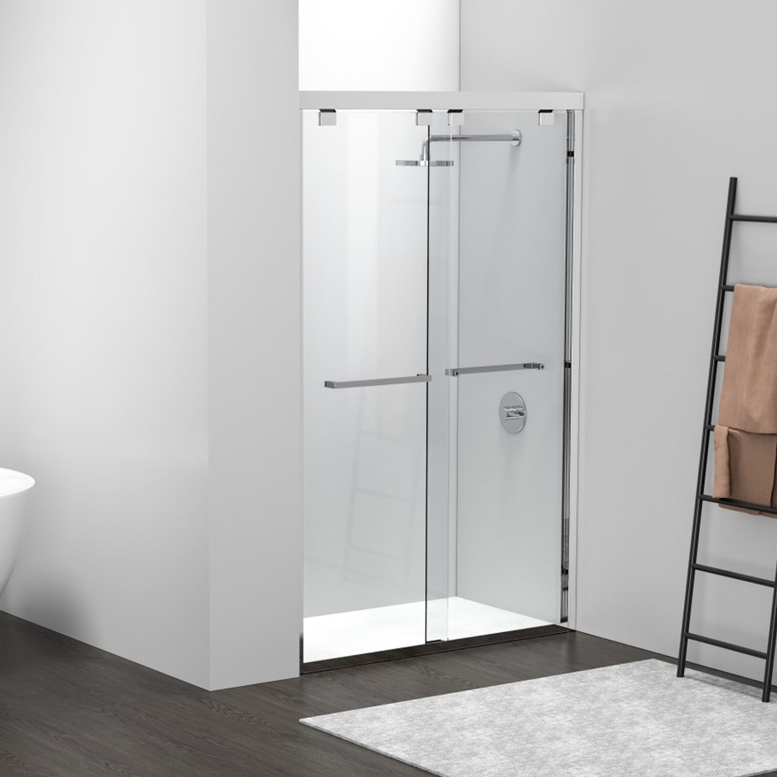 Semi-Frameless Shower Door 48 X 76 Polished Chrome Polished Chrome Finish - KITCHEN & BATH by Joshua Marshal