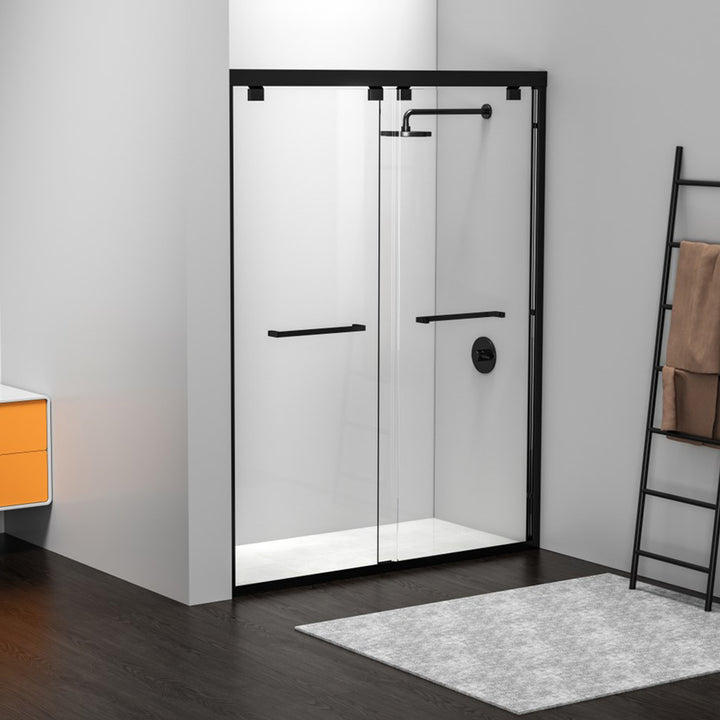 Semi-Frameless Shower Door 60 X 76 Matte Black Matte Black Finish - KITCHEN & BATH by Joshua Marshal