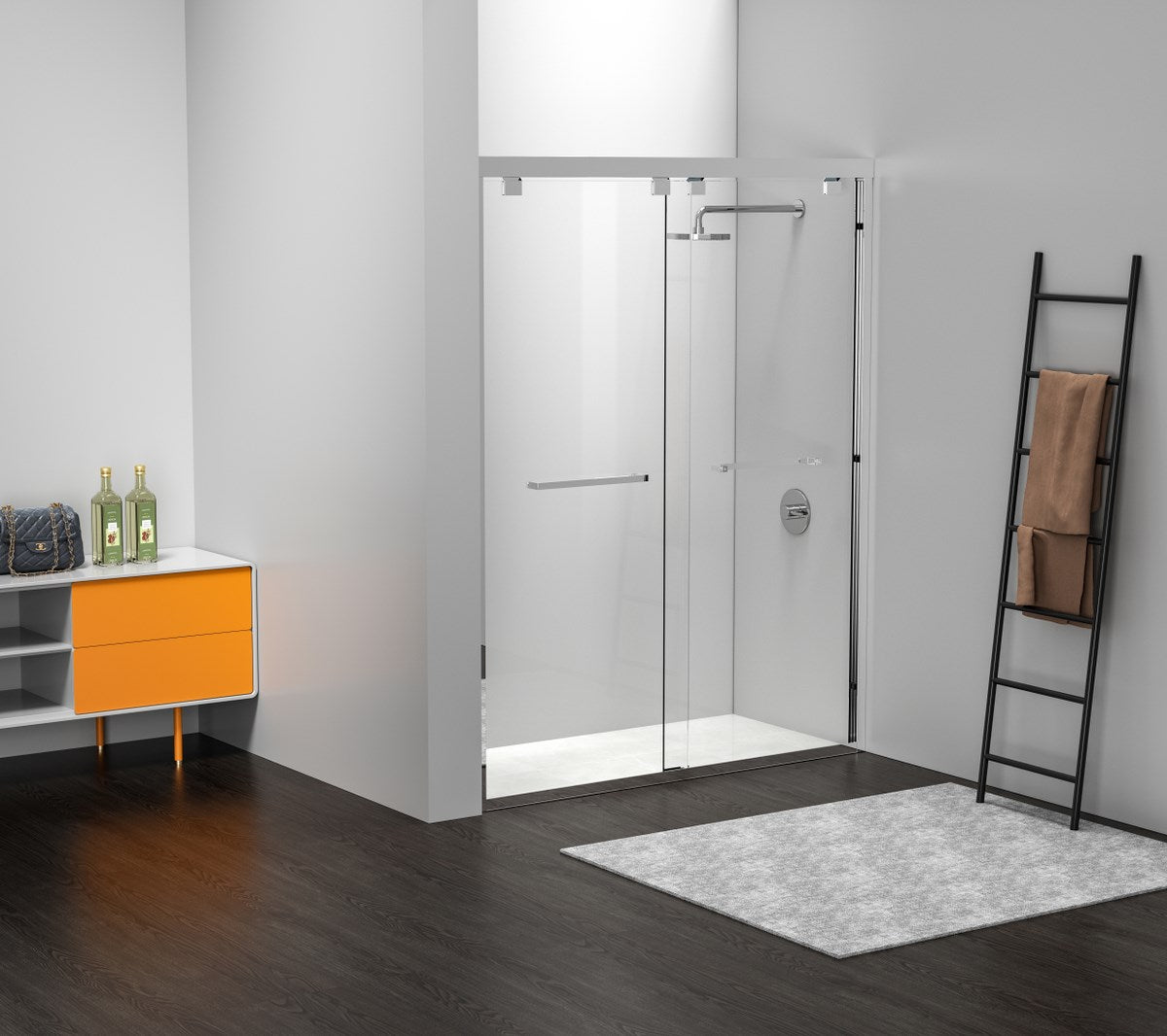 Semi-Frameless Shower Door 60 X 76 Polished Chrome - View 2 - Joshua Marshal