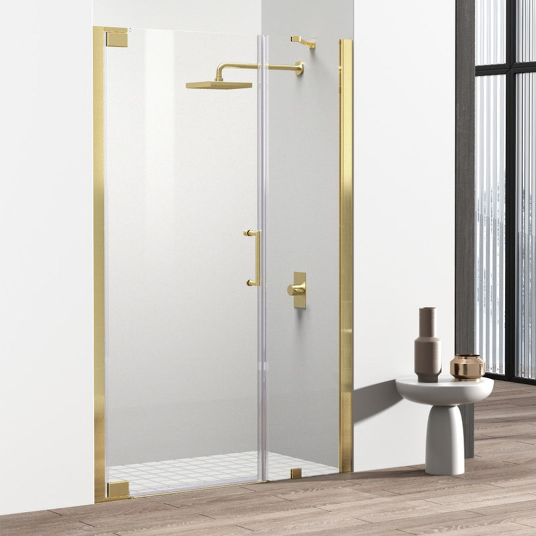 Semi-Frameless Hinged Shower Door 48 X 72 Brushed Gold Brushed Gold Finish - KITCHEN & BATH by Joshua Marshal