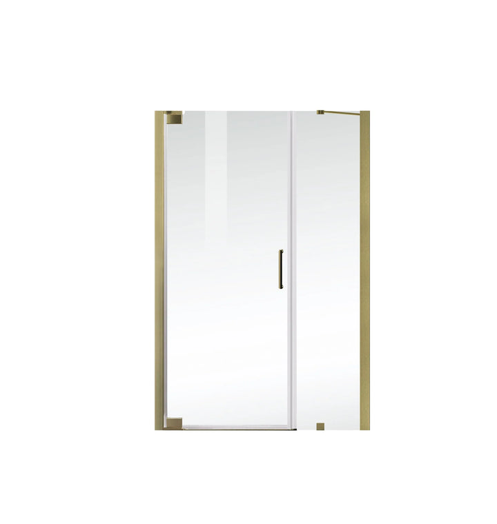 Semi-Frameless Hinged Shower Door 48 X 72 Brushed Gold
