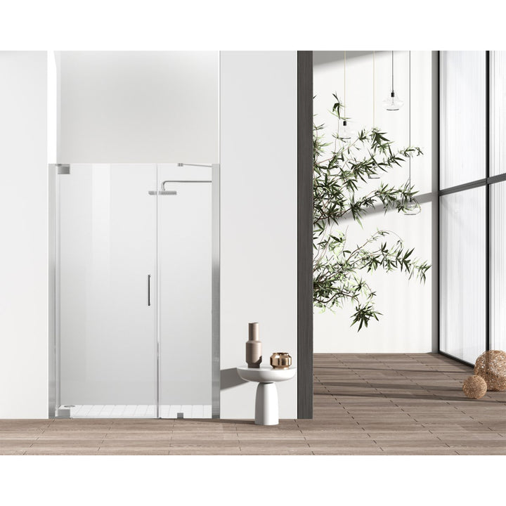 Semi-Frameless Hinged Shower Door 48 X 72 Brushed Nickel - View 2 - Joshua Marshal