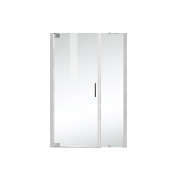 Semi-Frameless Hinged Shower Door 48 X 72 Brushed Nickel - View 3 - Joshua Marshal