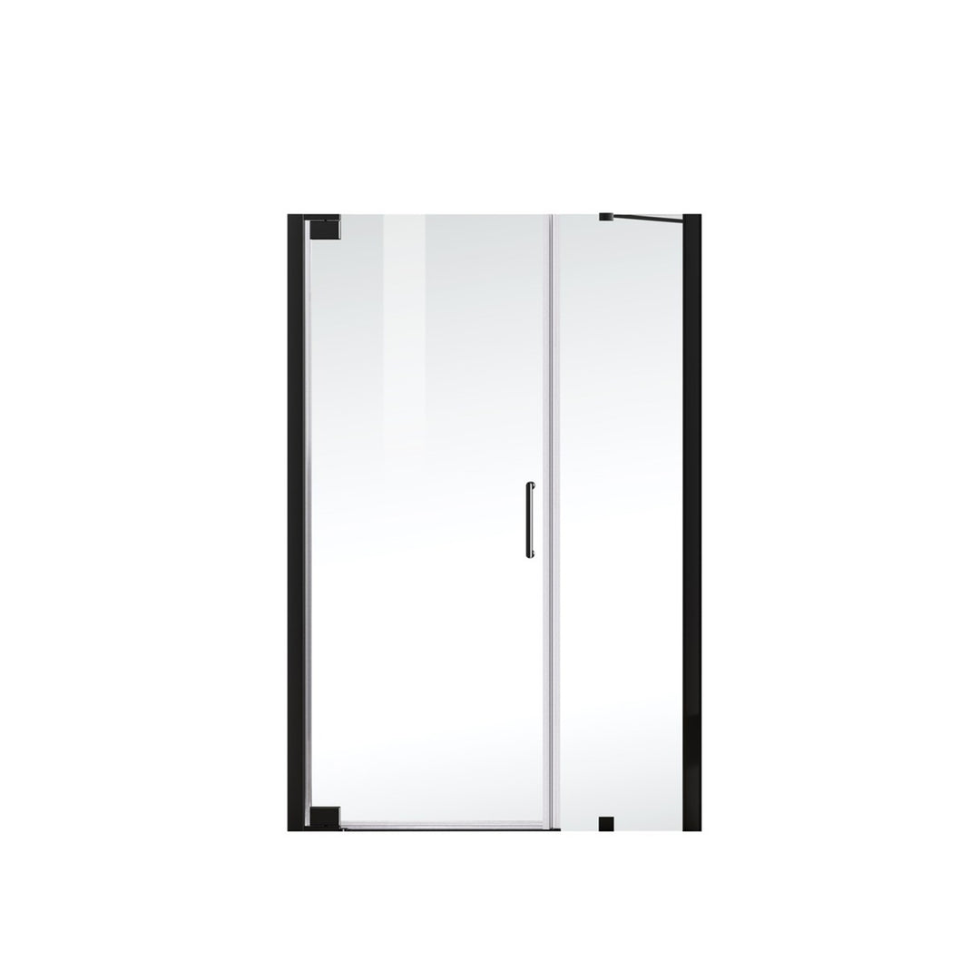 Semi-Frameless Hinged Shower Door 48 X 72 Matte Black - View 3 - Joshua Marshal