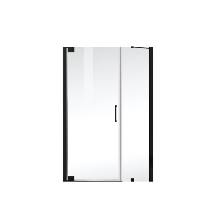 Semi-Frameless Hinged Shower Door 48 X 72 Matte Black - View 3 - Joshua Marshal